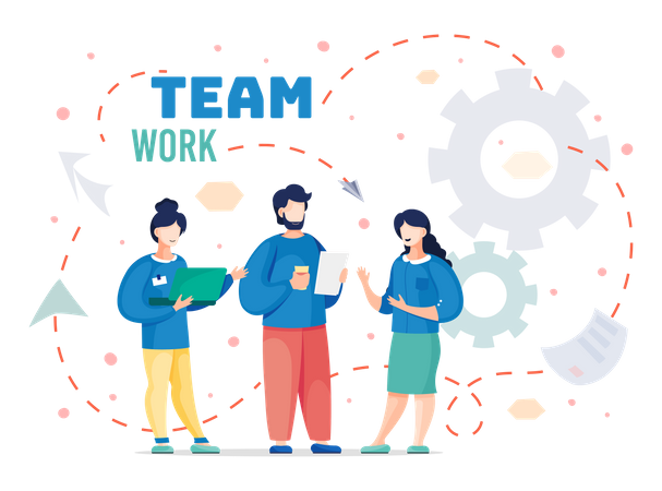 Team working together at work  Illustration