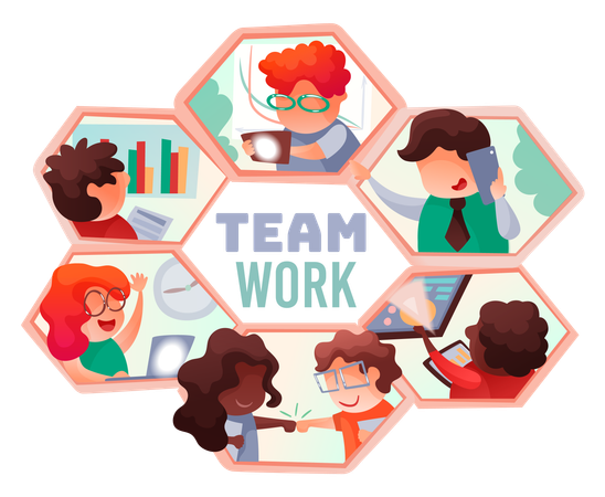 Team working together at workspace  Illustration