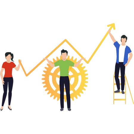 Team working together for growth  Illustration