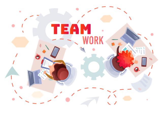Team working together in the office Illustration