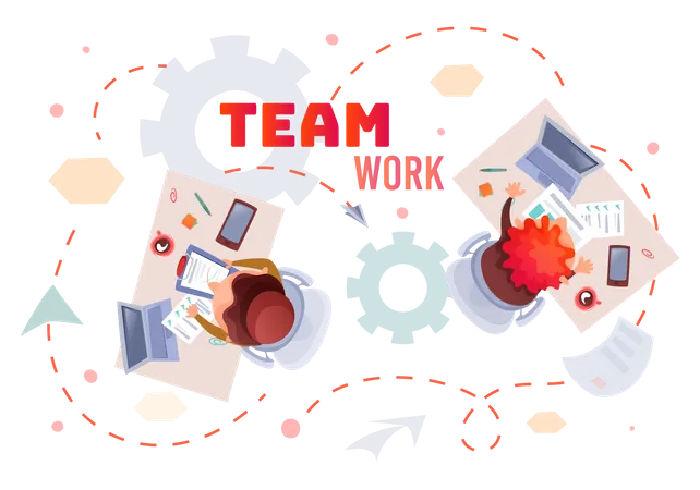 Team working together in the office Illustration