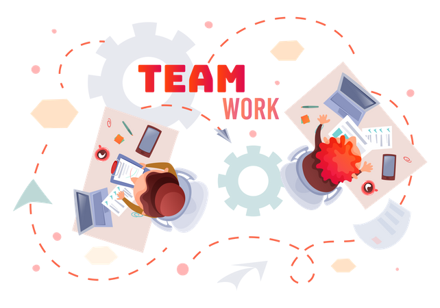 Team working together in the office  Illustration