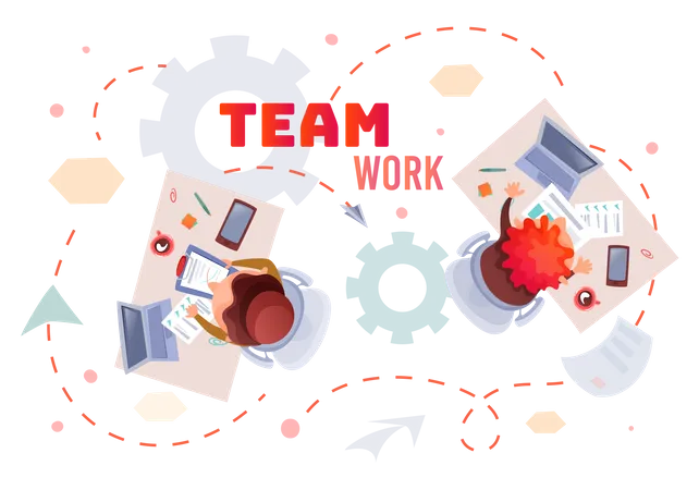 Team working together in the office  Illustration