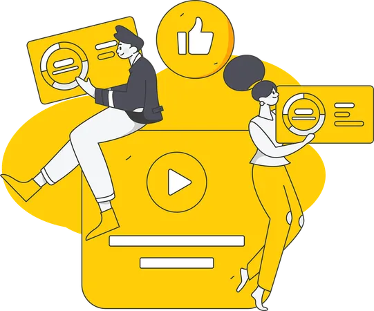 Team working together in video marketing  Illustration