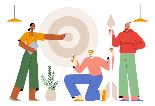 Team working together on a same goal  Illustration