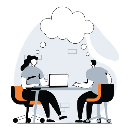 Team working together on idea  Illustration