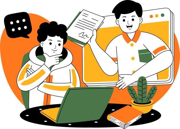 Team working together online  Illustration