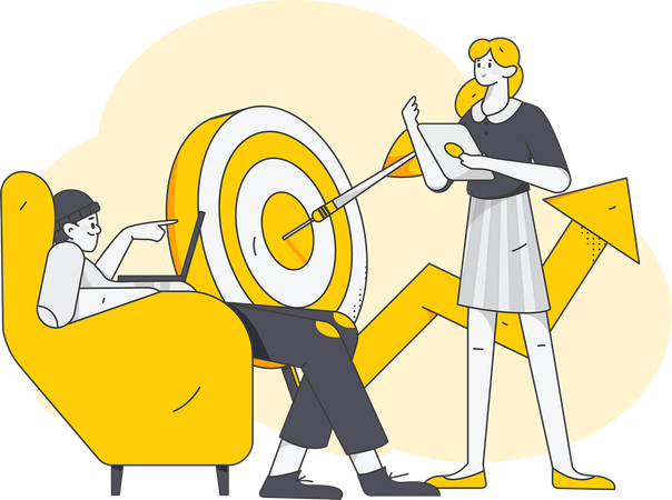 Team working together to achieve target  Illustration