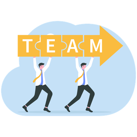 Team working together to win business success  Illustration