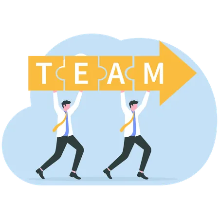 Team working together to win business success  Illustration