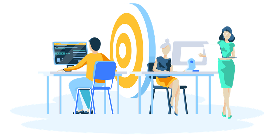 Team working towards business target  Illustration