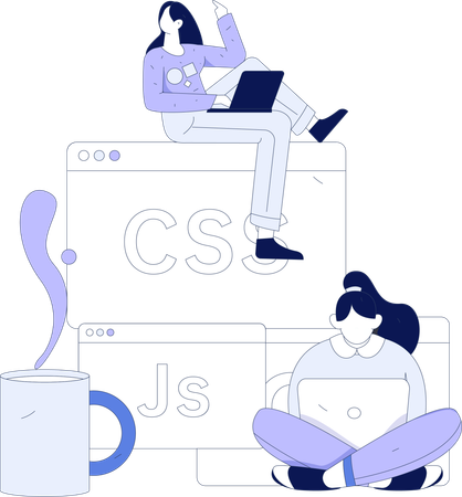 Team works on web development  Illustration