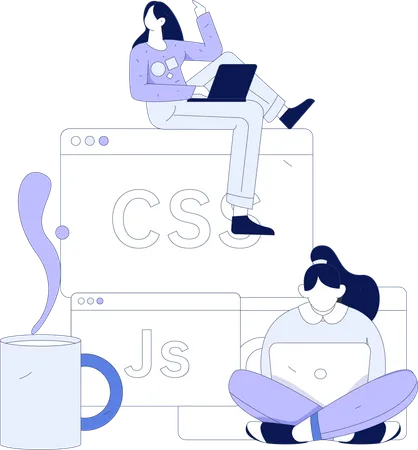 Team works on web development  Illustration