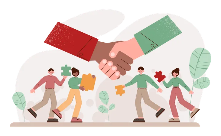 Cooperation Teamwork Concept Collaboration And Teamwork Office Characters Cooperation For Additional Business Development Idea Of Successful Coworking Flat Vector Illustration Illustration