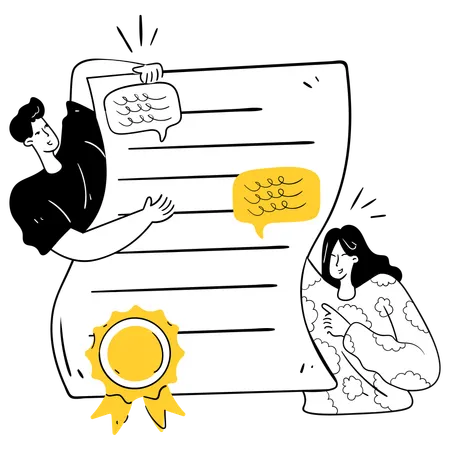 Teamzusammenarbeit an Dokumenten  Illustration