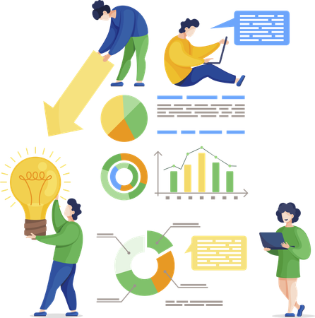 Teamarbeit an Analysen an Bord  Illustration