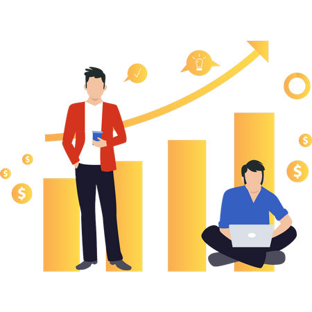 Team arbeitet für Unternehmenswachstum  Illustration