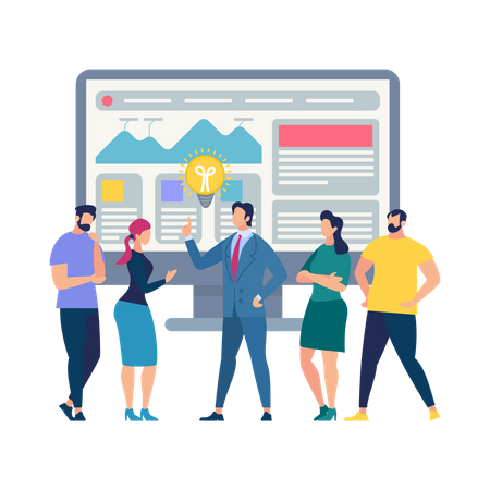 Teamarbeit im Büro, Coaching und Kompetenzentwicklung  Illustration