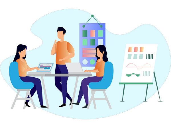 Teamarbeit im Coworking Space  Illustration