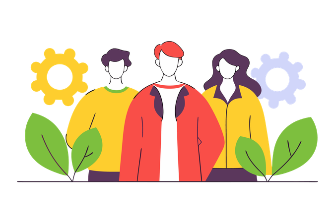 Teamarbeit mit Kooperation  Illustration