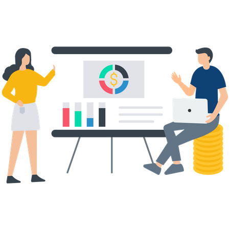 Geschäftsteam erstellt Finanzplanung  Illustration