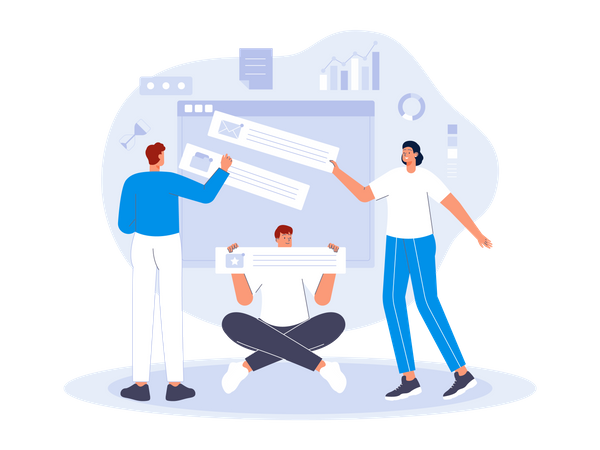 Gemeinsames Teambuilding für die Website  Illustration