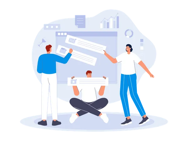 Gemeinsames Teambuilding für die Website  Illustration