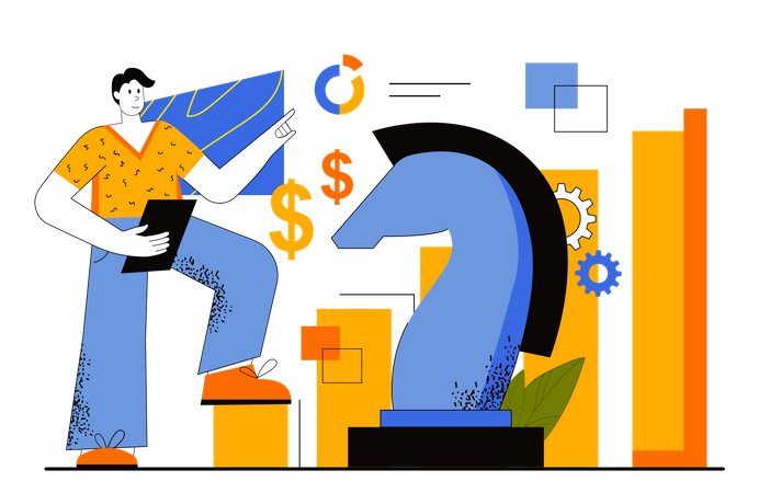 Teamleiter erstellt Geschäftsstrategien  Illustration