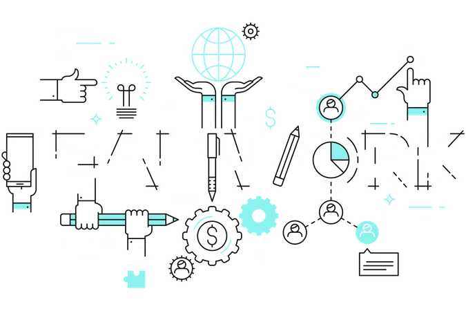 Modern Vector Illustration Concept Of Word Teamwork Thin Line Flat Design Banner For Website And Mobile Application Easy To Use And Highly Customizable Illustration