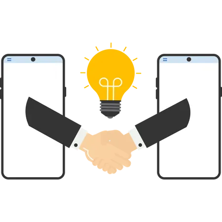 Teamwork Concept Through Digital Technology Handshake To Accept Business Investment Proposal Partnership And Business Collaboration Banner Website Background イラスト