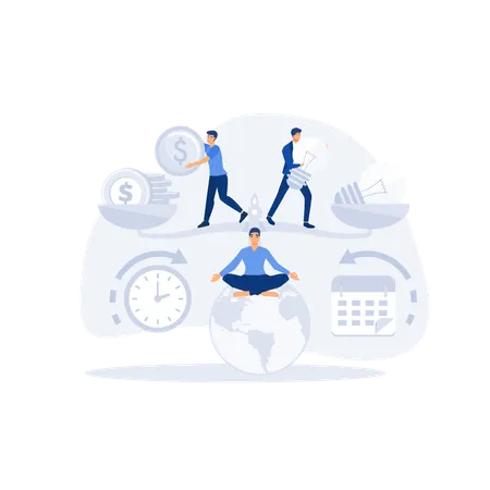 Teamwork and corporate leisure and yoga courses  Illustration