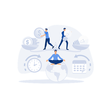 Teamwork and corporate leisure and yoga courses  イラスト