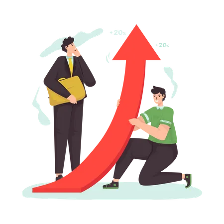 Teamwork Business Growth Success Profit Increase Up Flat Illustration Illustration