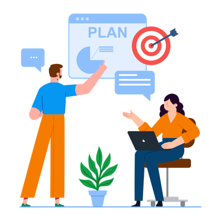 Teamwork Business Planning  Illustration