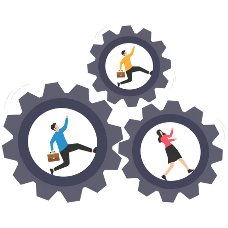 Teamwork collaborate to achieve business goal Illustration