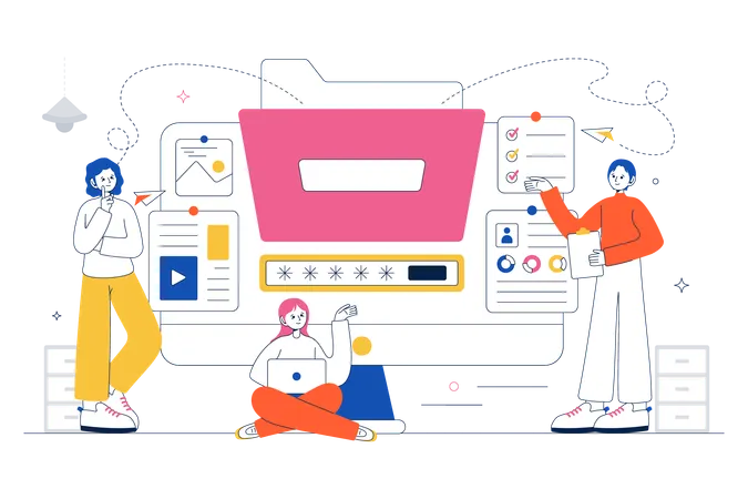 Teamwork Collaboration File management  Illustration