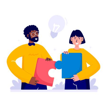 Teamwork collaboration in solving business challenges  Illustration