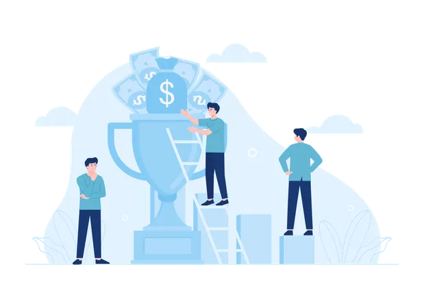 Teamwork For Business Goal Achievement Trending Concept Flat Illustration Illustration