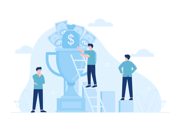 Teamwork for business goal achievement  Illustration