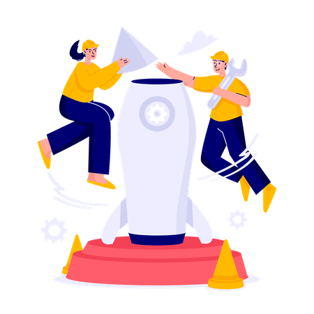 Teamwork for creative innovation  Illustration