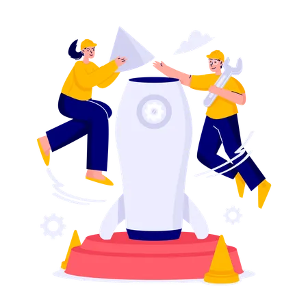 Teamwork for creative innovation  Illustration