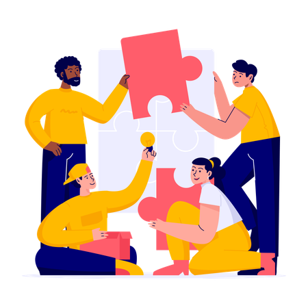 Teamwork for solution building  Illustration