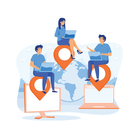 Teamwork help growing revenue growth and achievement  Illustration