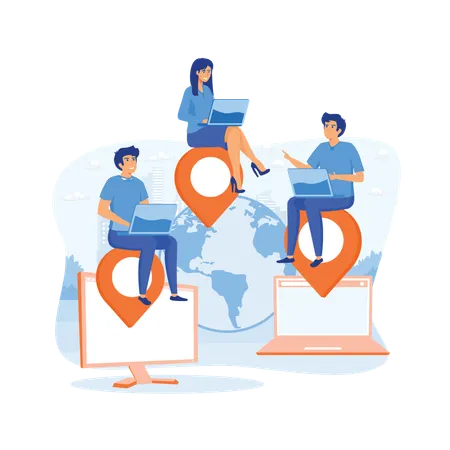 Teamwork help growing revenue growth and achievement  Illustration