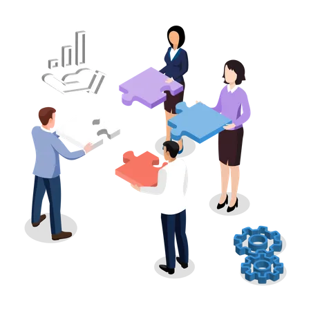 Teamwork Of Business  Illustration