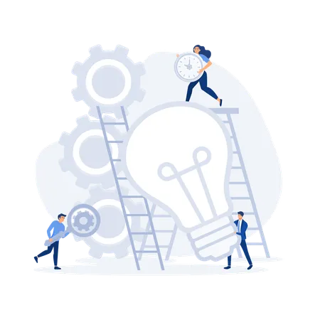 Teamwork on finding new ideas  Illustration