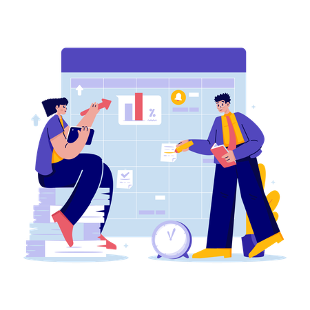 Teamwork plans out business strategy  Illustration