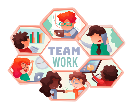 Teamwork process Illustration