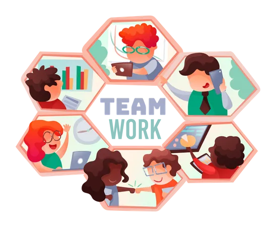 Teamwork process Illustration