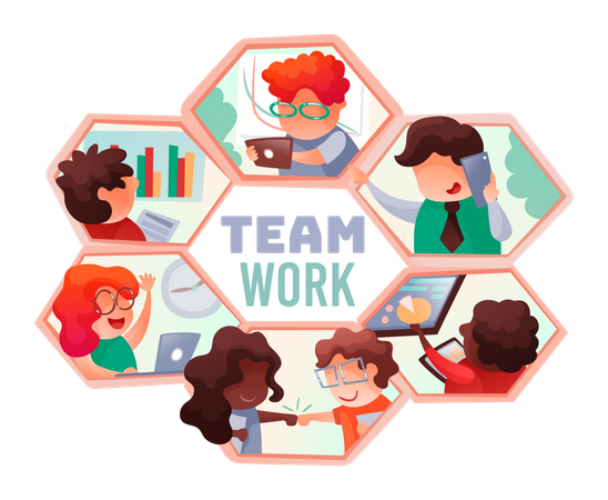 Teamwork process  Illustration